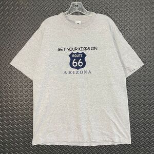 Vintage AAA Gray Arizona Get Your Kicks On Route 66 Casual T‎ Shirt Size XL